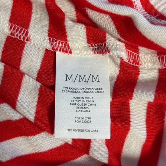 Cabi Womens Short Sleeve V-Neck Red/White Stripe Pullover Tee Shirt. Sz M - Picture 7 of 9